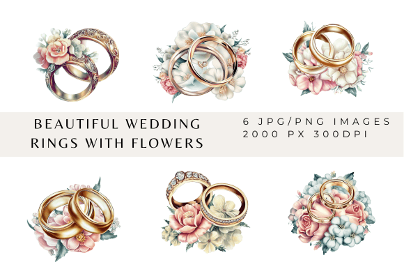 Beautiful Wedding Rings and Flowers: Timeless Design Assets
