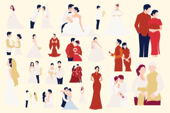 Crafting Timeless Romance: The Wedding Illustration Vector Set