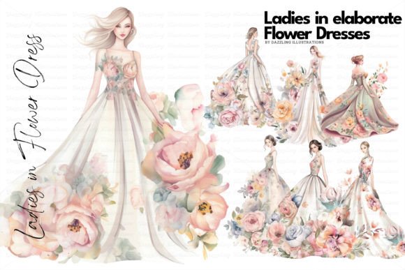 Ladies in Flower Dresses: Wedding Art for Your Projects