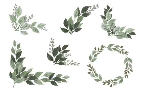 Leaves Watercolor Frame: Elegant Wedding Card & Illustration Art