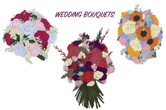 Stunning Wedding Bouquets Illustrations Flowers 3 for Your Designs