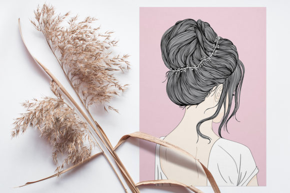 Wall Art Bride Hairstyle: A Doodle Art Wedding Accent
