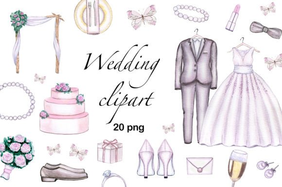 Watercolor Wedding Clipart, PNG: Your Secret Design Tool