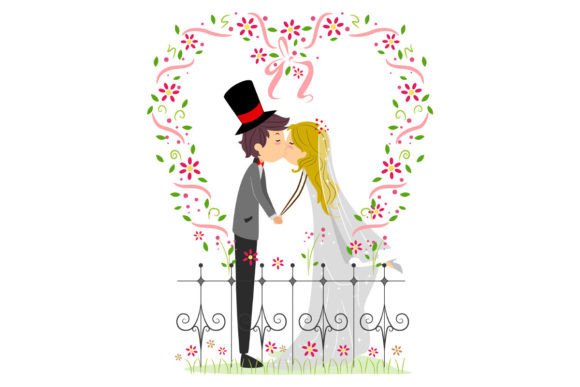 Wedding Bride and Groom Couple Cartoon: A Playful Vector Set for Creative Projects