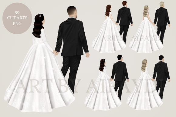 Wedding Couple Clipart Bundle 50 Png for Creative Projects