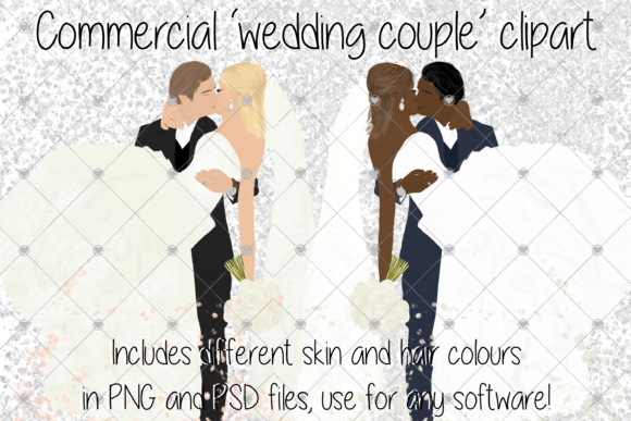 Wedding Couple Clipart: Mr and Mrs Design Assets